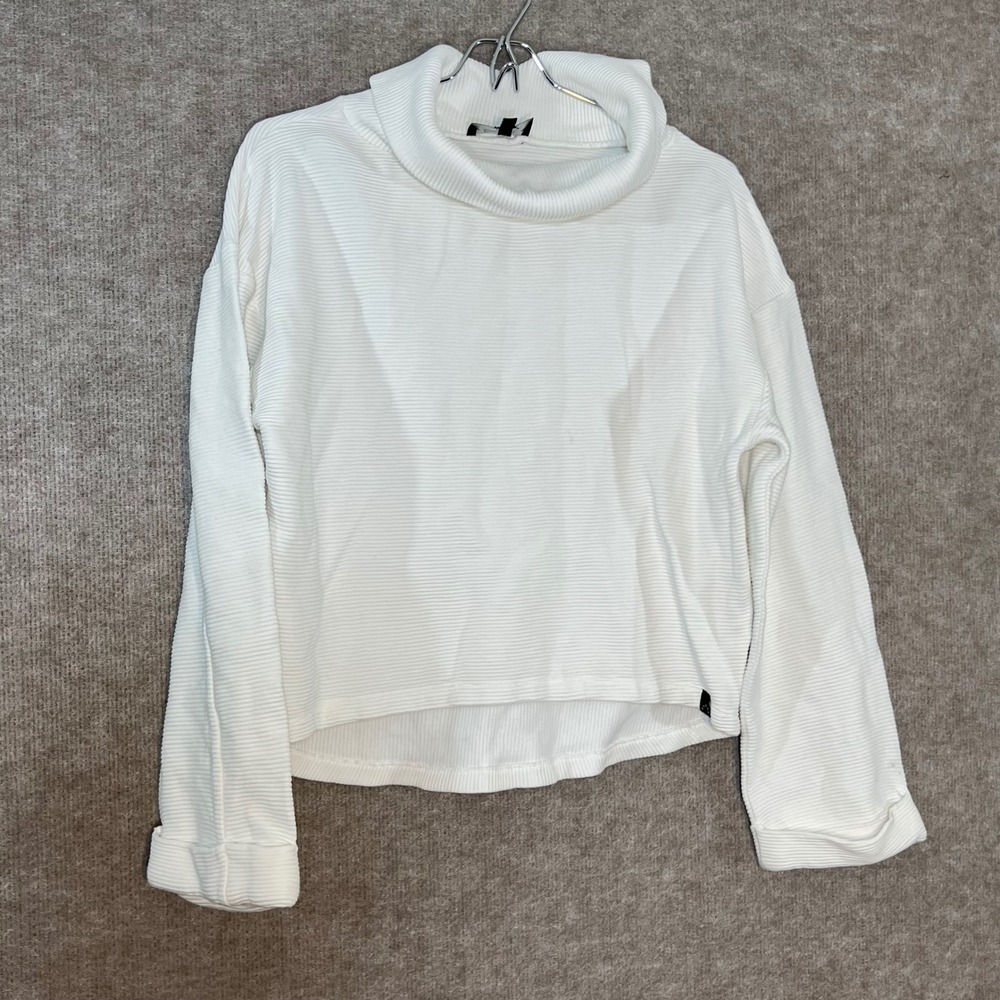 Varley Ribbed Turtleneck Pullover Women XS White Long Sleeve Cotton Loungewear